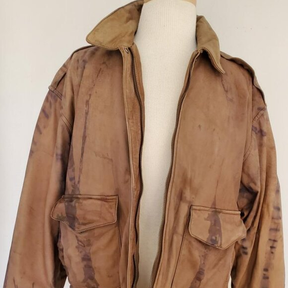 Vintage leather bomber moto COAT M L brown Tan Black cowgirl western equestrian - Picture 2 of 9